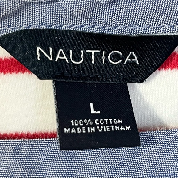 Nautica Stripped Red and White 3/4 Sleeve T-Shirt - Picture 3 of 5